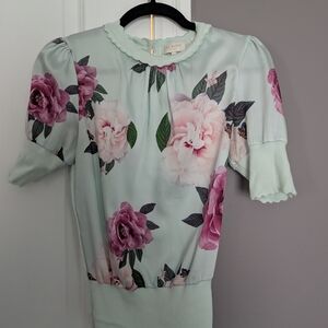 Ted Baker Mint Green and Pink Floral Blouse
